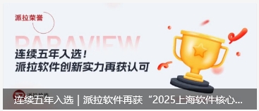 连续五年入选｜派拉软件再获“2025上海软件核心竞争力企业（创新型）”